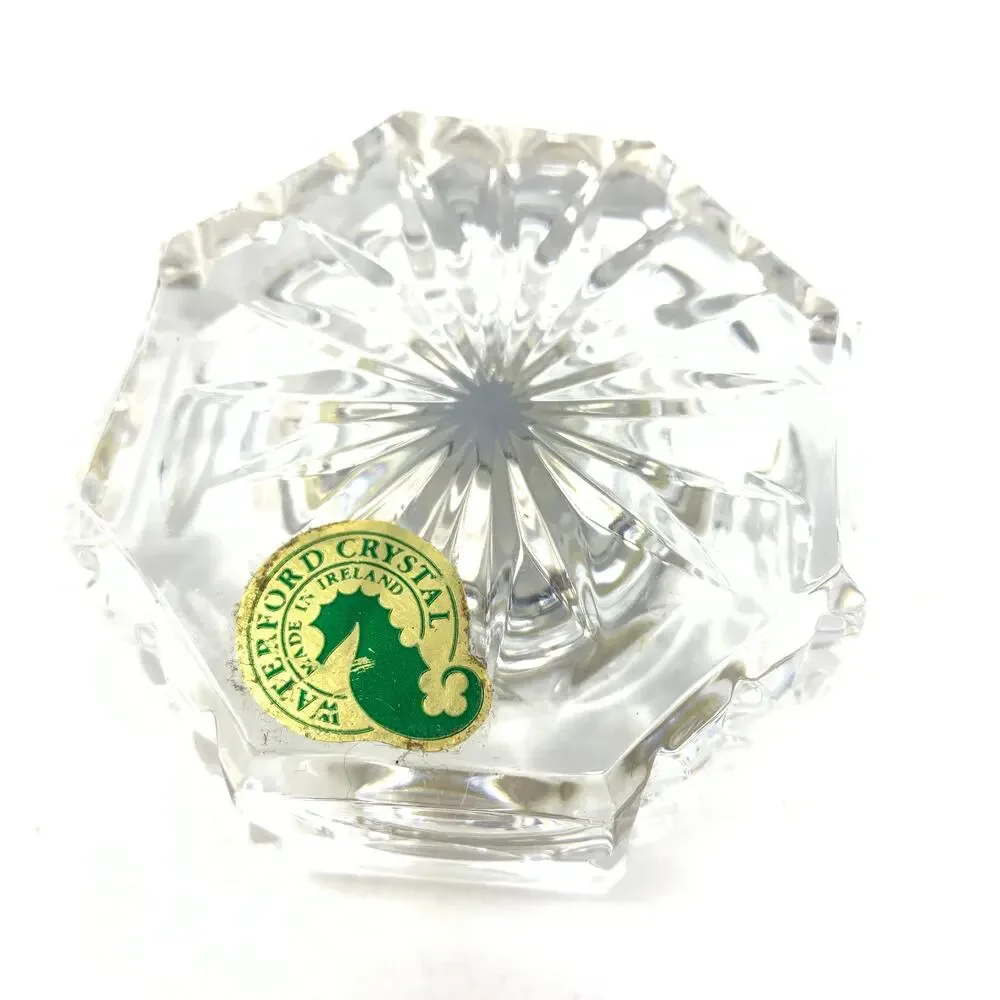 Waterford Crystal Desk Clock Octagonal Gold Ton Trimmed *NEEDS NEW BATTERY
